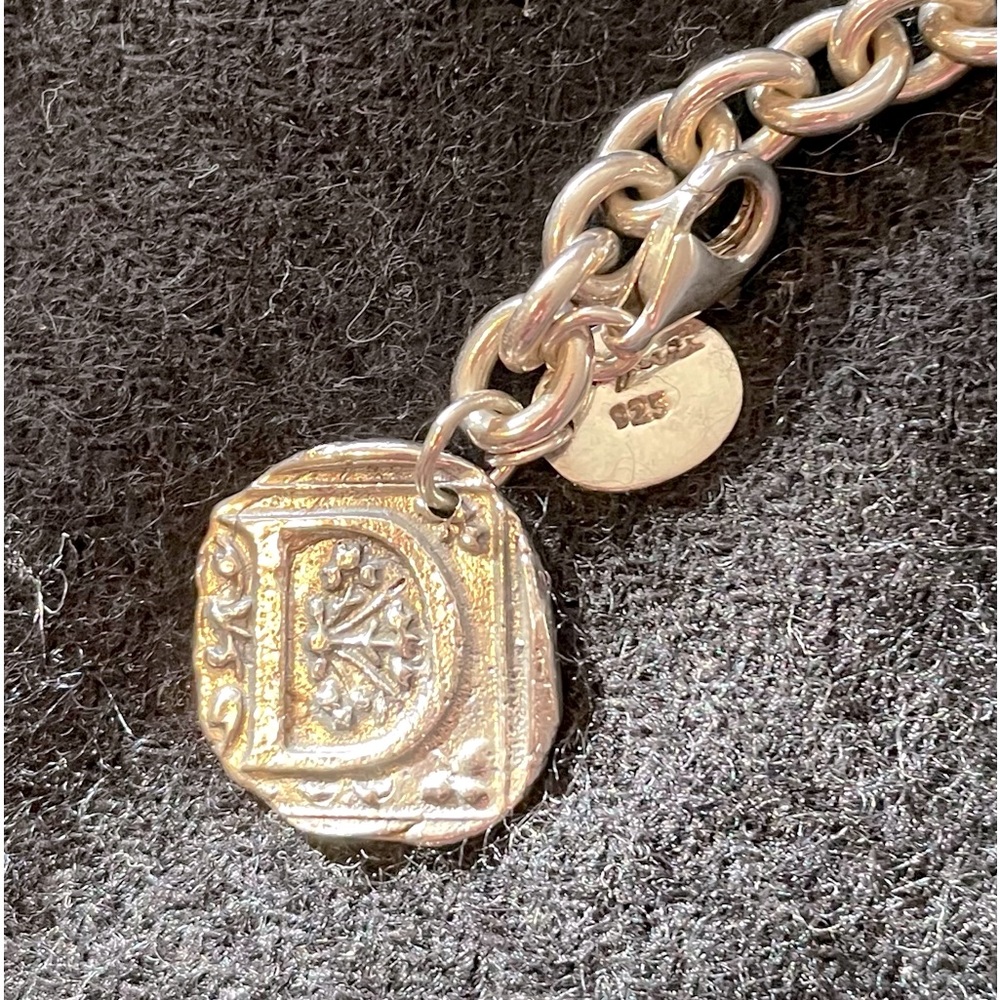 Sterling Silver Wax Seal Initial D Bracelet